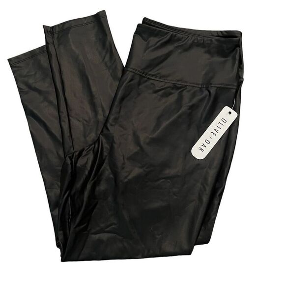 NWT OLIVE + OAK Black Faux Leather Legging Size  XXL - Picture 1 of 8